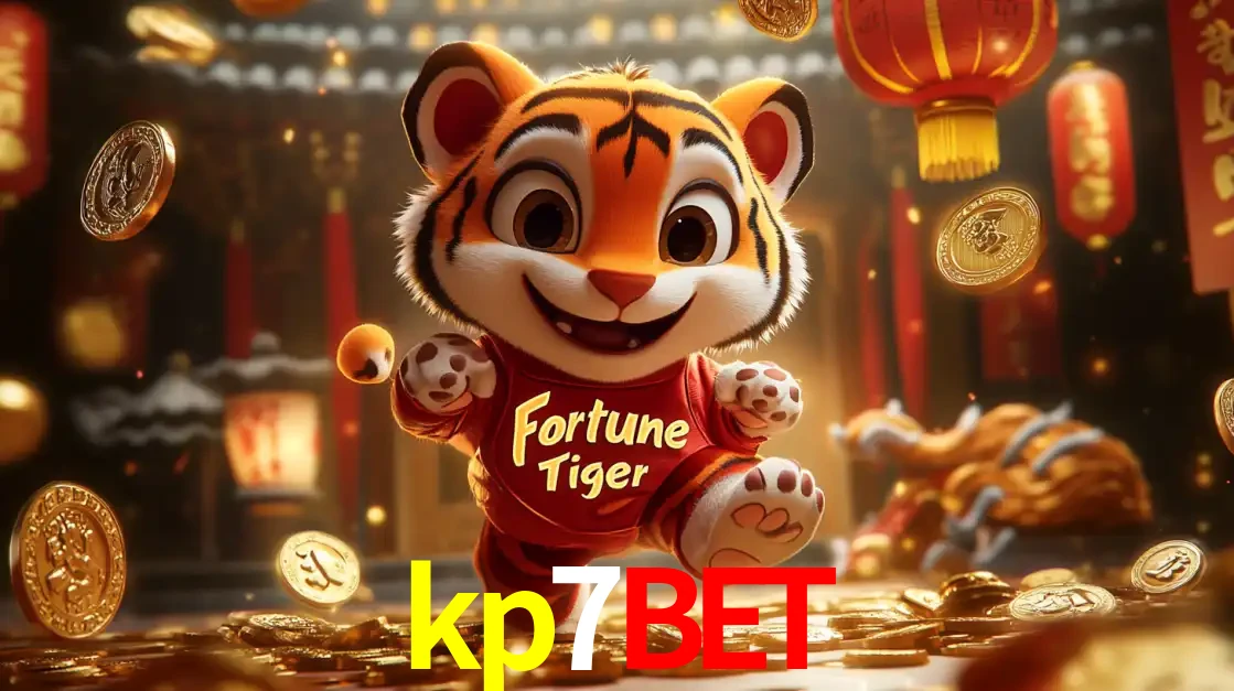 O alegre personagem do Fortune Tiger correndo sobre um caminho de moedas de ouro, simbolizando os grandes prêmios e a diversão do popular jogo de slot do kp7bet.